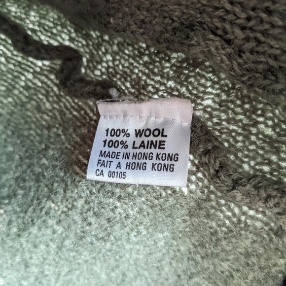 VINTAGE wool sage/olive green embroidered flowers knit cardigan Small @G - Picture 10 of 10